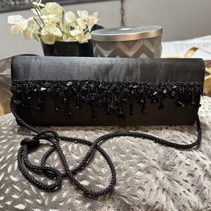 Elegant Black Beaded Clutch